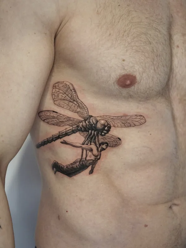 male black and grey illustrative 타투 부위 ribcage #102073 | 타투이스트 Ivan Tahine