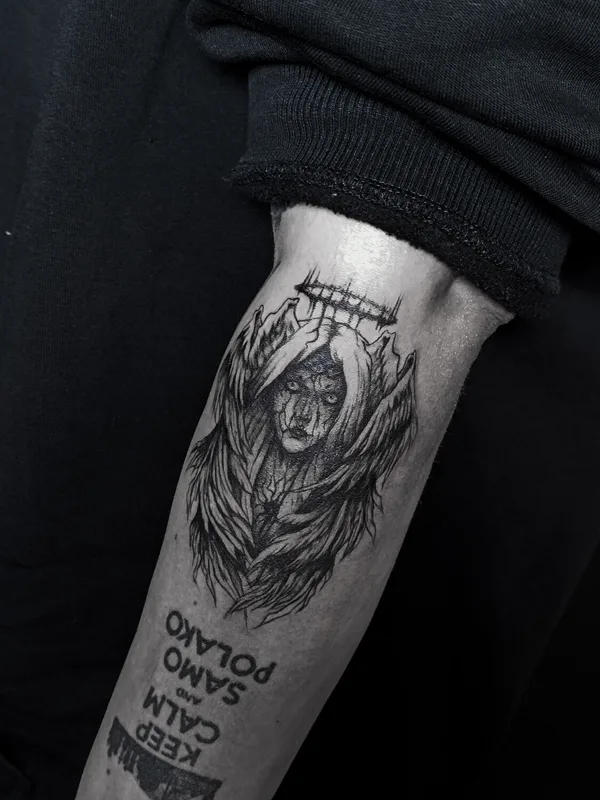 black blackwork Tatuaggio su forearm #101096 | Tatuatore Polina Inquizitsiya