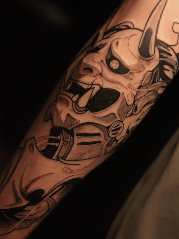 male black japanese Tatuaggio su calf #94917 | Tatuatore Alexander Rebel
