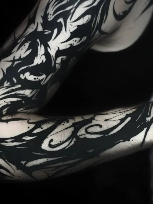 male black and grey blackwork татуировка на full sleeve #130157 | Тату мастер Alexander Rebel