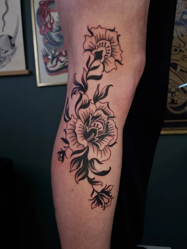 black blackwork 纹身 在 calf #92054 | 纹身师 Aivis Kleinhofs Prusis