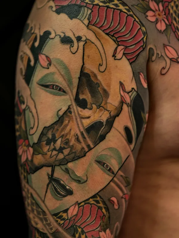 color japanese tattoo on full sleeve #92916 | Tattoo Artist Максим Кислицын