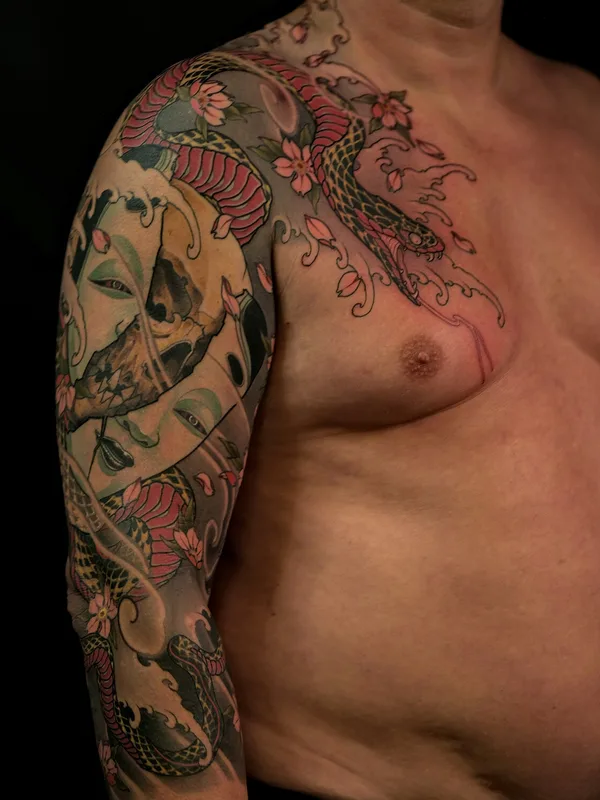 male color japanese tattoo on full sleeve #92917 | Tattoo Artist Максим Кислицын