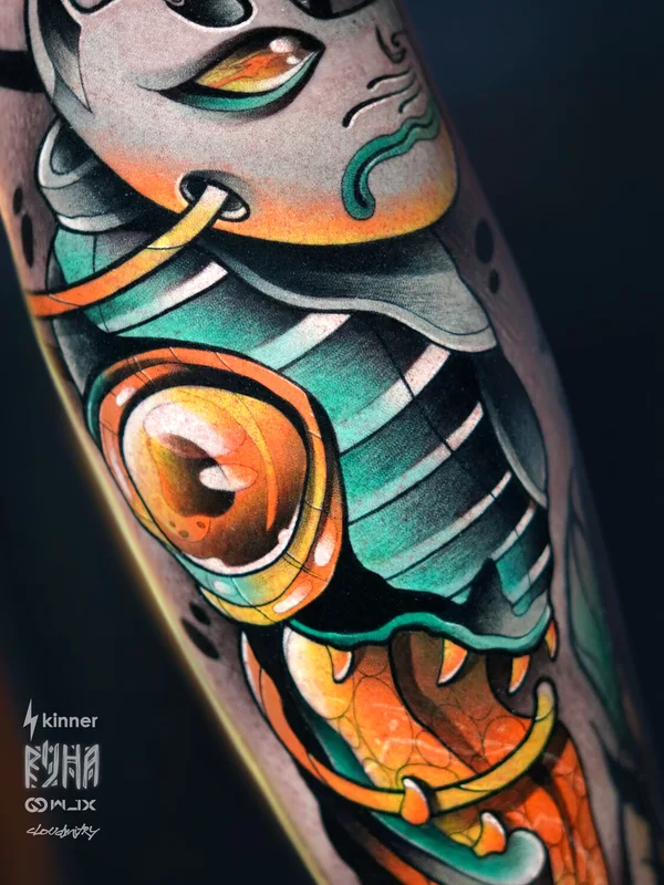 male color neojapanese Tatuaggio su calf #96571 | Tatuatore Дмитрий Клауд