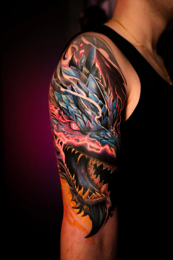 Иллюстративная Dragon tattoo на Полный рукав