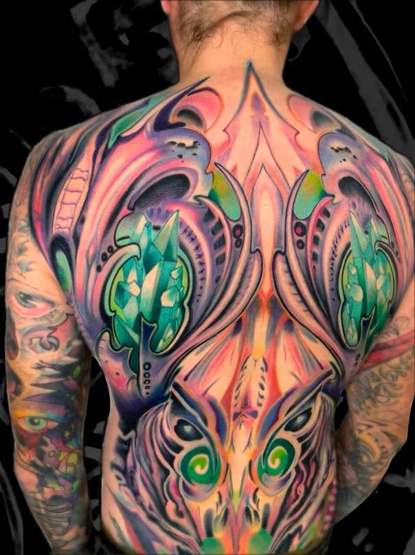 Абстрактная Crystals, Abstract tattoo на Спина (полная)