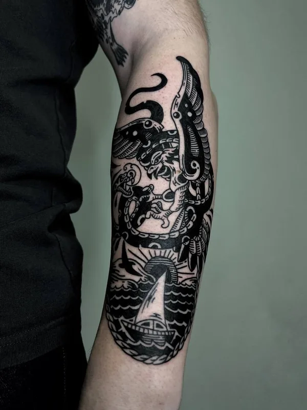black blackwork татуировка на forearm #99557 | Тату мастер Сева Назаров