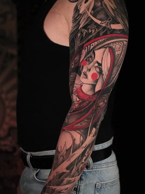 female color neo traditional 타투 부위 full sleeve #130480 | 타투이스트 Marusya