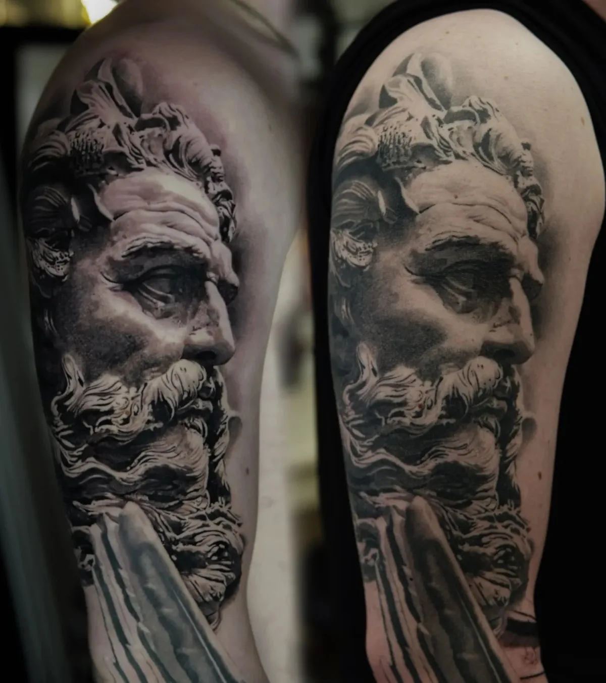 Lavoro fresco a sinistra, lavoro guarito a destra da Alexander Pusstattoo