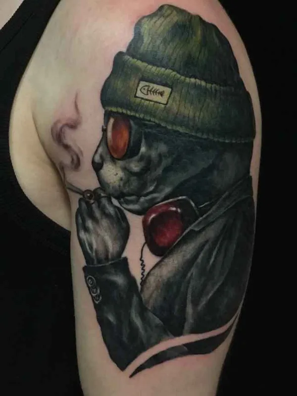 black and grey realism татуировка на upper arm #14442 | Тату мастер Илья Мартынов