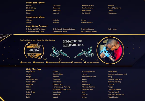 Rebel Inks Tattoos, Tattoo Removal, and Body Piercings in Nairobi , Kenya
