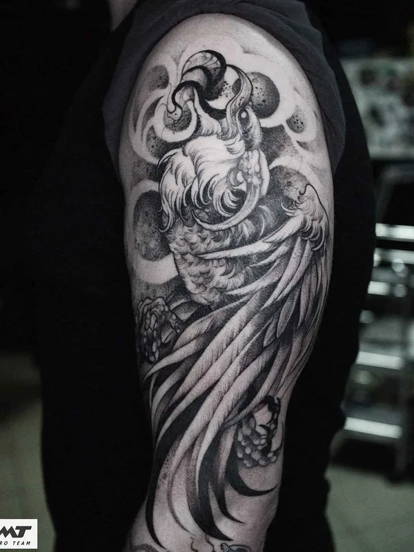 black and grey blackwork tattoo auf upper arm #14795 | Tätowierer Саша Катуна