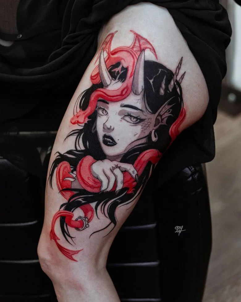 Tattoo artist Moscow Ooqza, tattoo Ooqza, tattoo anime Moscow, tattoo anime, tattoo Europe, tattoo manga, gothic tattoo