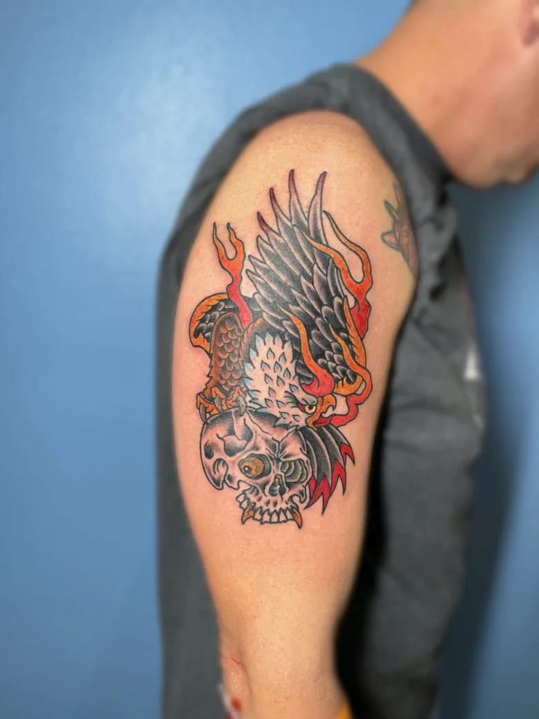 Traditional tattoo done by Sergei Fish