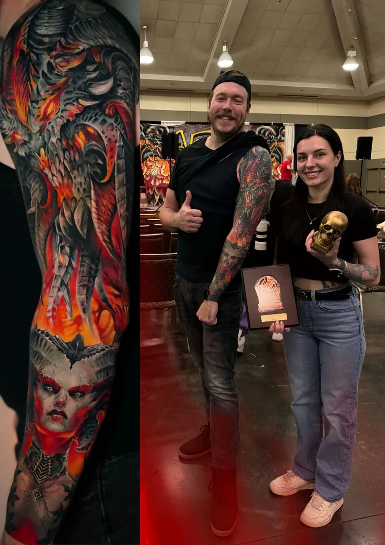 Yana Sulina with Award at the Baltimore Tattoo Arts Festival