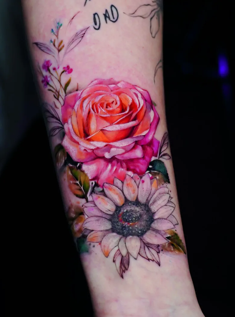 Flowers realism tattoo by Yana Sulina