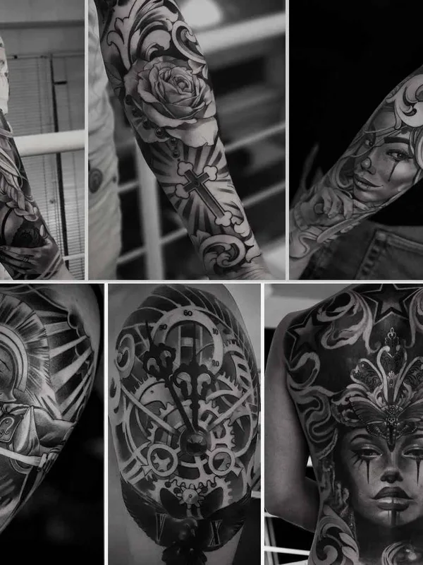 black and grey black and grey татуировка на full sleeve #19308 | Тату мастер Терентьев Игорь (PROFF)