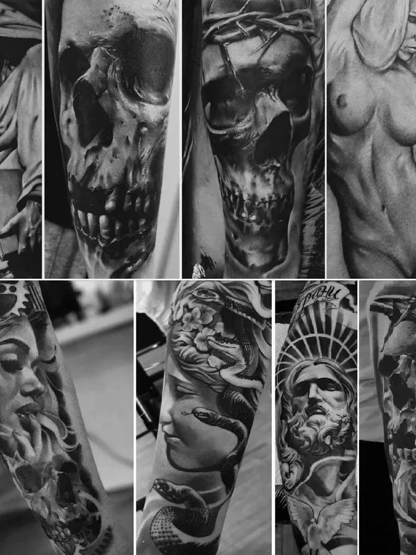 black and grey realism татуировка на full sleeve #19304 | Тату мастер Терентьев Игорь (PROFF)