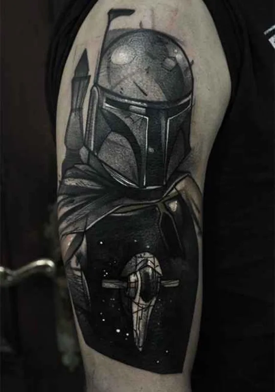 black and grey black and grey tatuaje en upper arm #403 | Tatuador Lukas Zglenicki