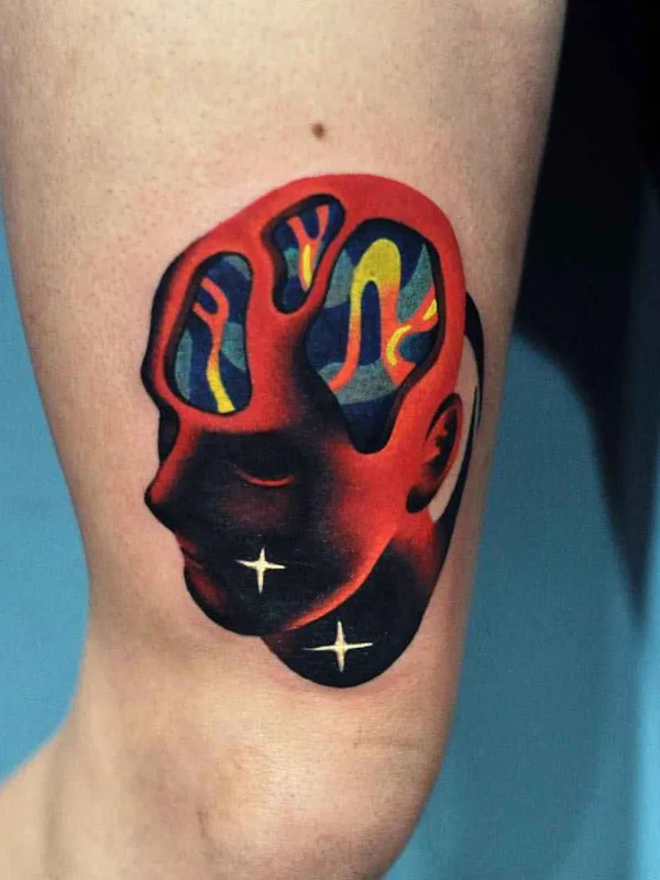 color illustrative tatuaje en thigh #10890 | Tatuador David Cote Peyote