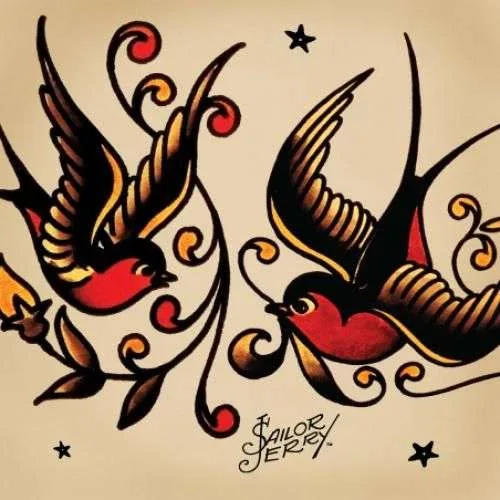 oldschool tattoo ласточка