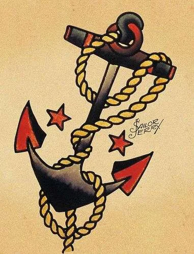 oldschool tattoo якорь
