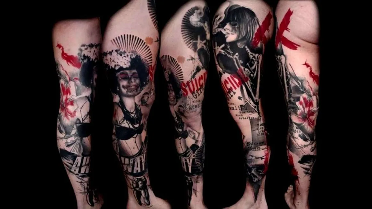 Trash polka tattoos тату стиль Трэш полька