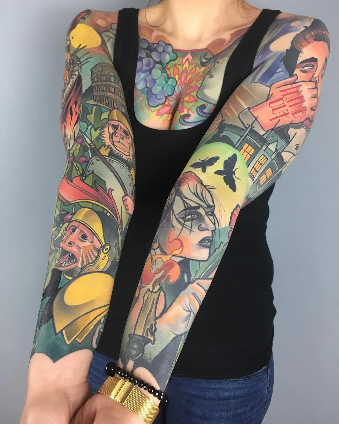 Artista de tatuagem Lehel Nyeste, tatuagem de manga nova escola