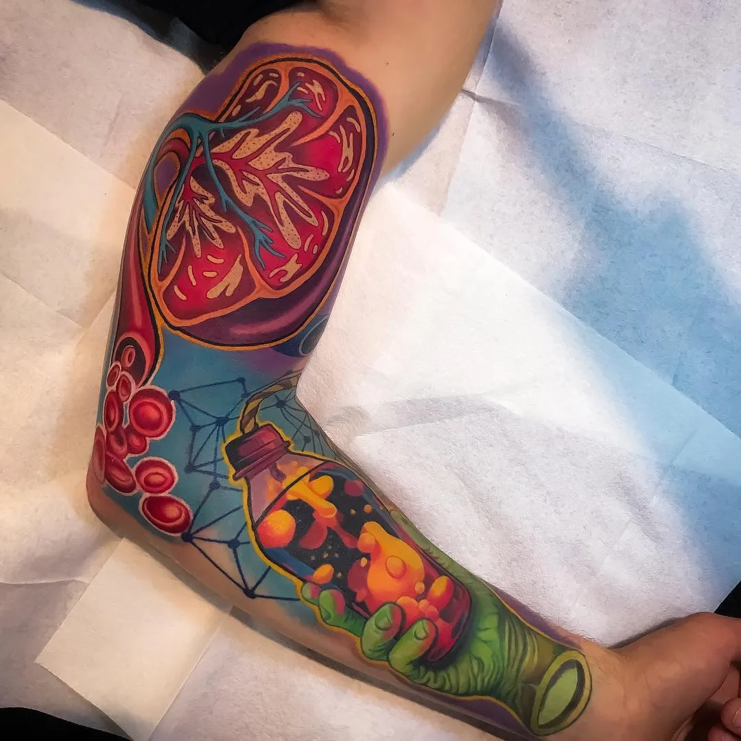 Artista de tatuagem Andrea Antikorpo Lanzi, tatuagem de manga nova escola