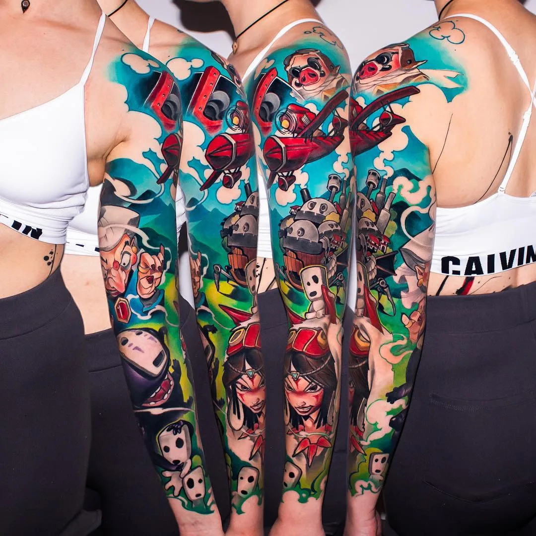 Artista de tatuagem Uncl Paul Knows, tatuagem de manga nova escola