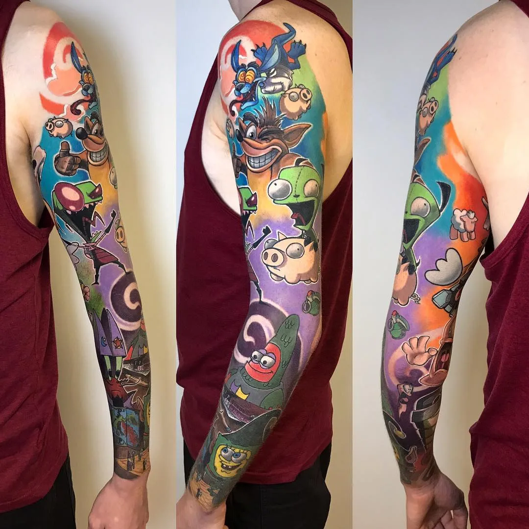 Artista de tatuagem Brent Goudie, tatuagem de manga nova escola
