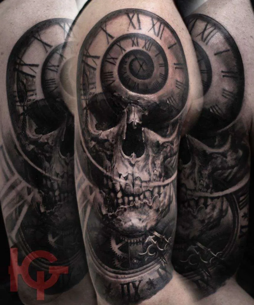 Tattoo artist and the machines builder Iwan Yug, color portrait realistic tattoo | Russia