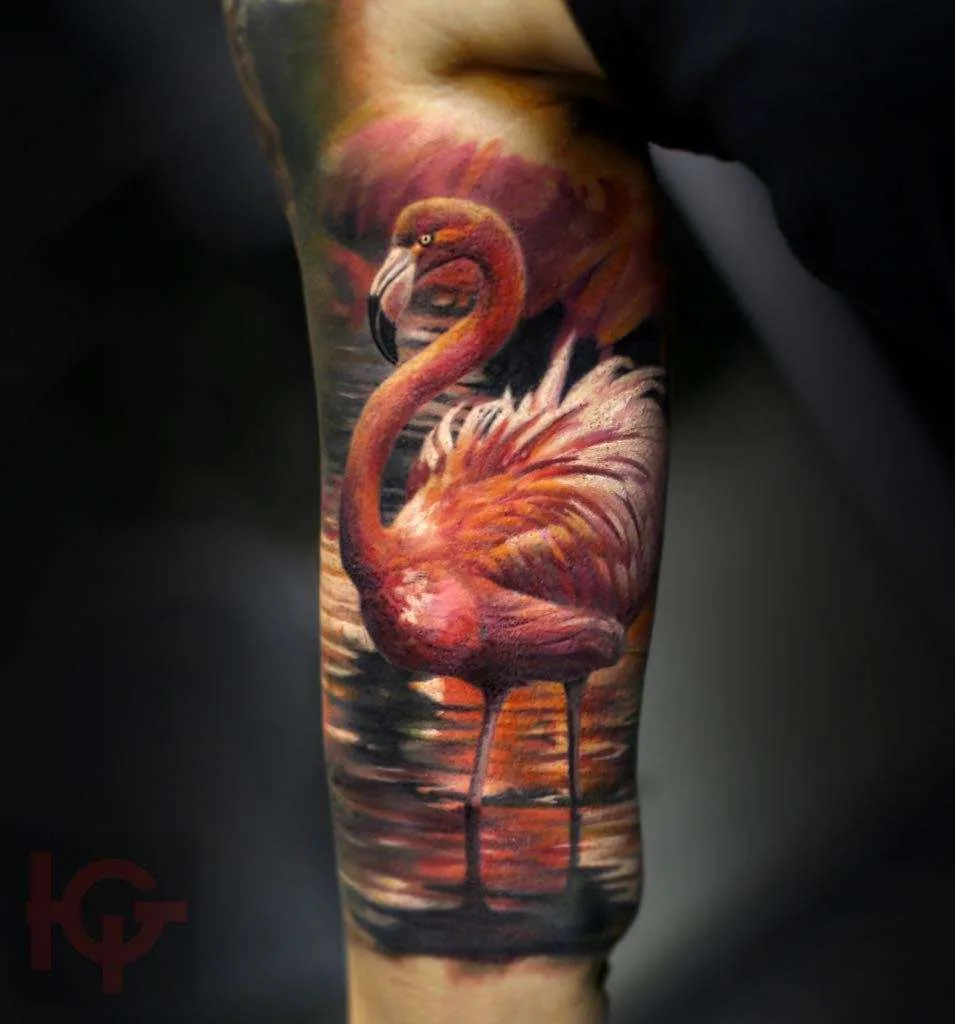Tattoo artist and the machines builder Iwan Yug, color portrait realistic tattoo | Russia