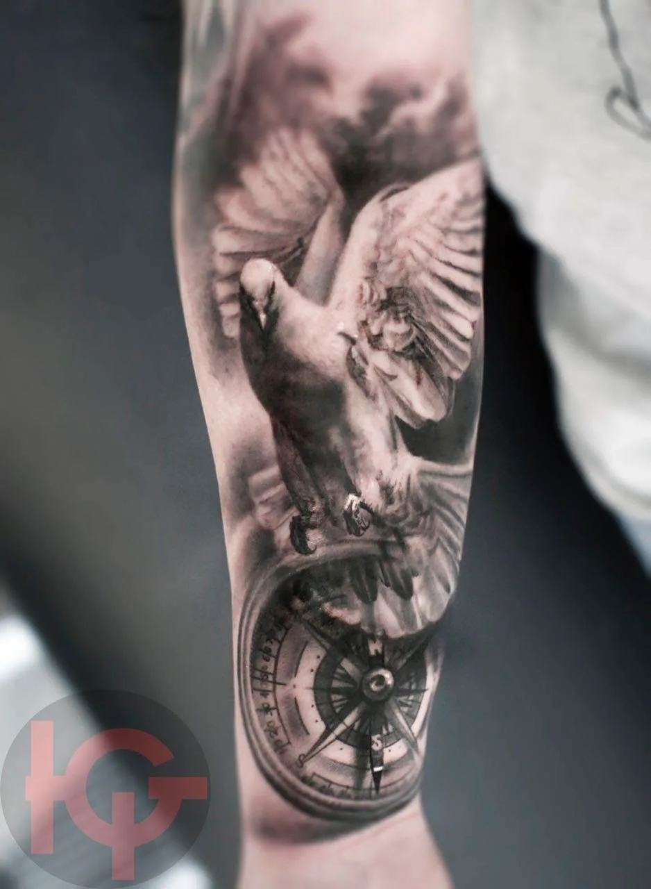 Tattoo artist and the machines builder Iwan Yug, color portrait realistic tattoo | Russia