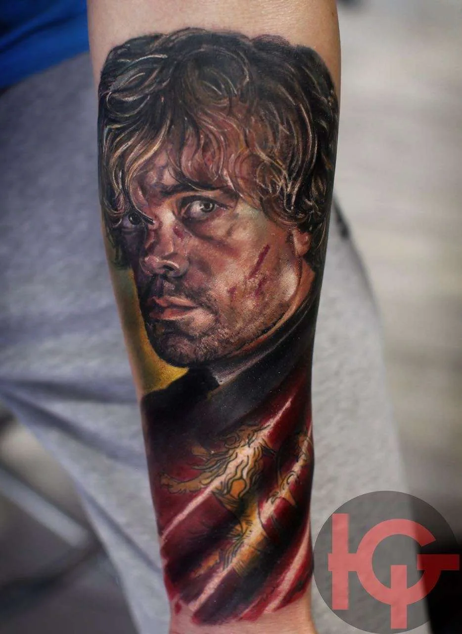Tattoo artist and the machines builder Iwan Yug, color portrait realistic tattoo | Russia