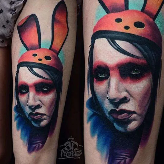 A.D. Pancho Marilyn Manson realistic tattoo work