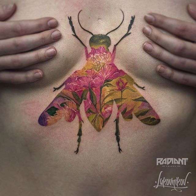 Тату мастер Андрей Луковников цветные абстрактные татуировки