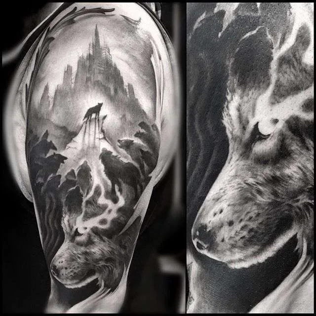 Artista de tatuagem Matt Mrowka blackandgrey horror realism tattoo