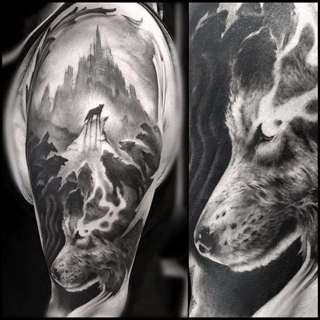 Тату мастер Matt Mrowka черно-белые хоррор реализм татуировки