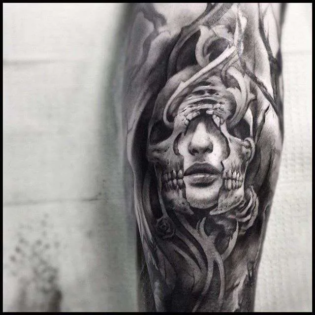 Artista de tatuagem Matt Mrowka blackandgrey horror realism tattoo