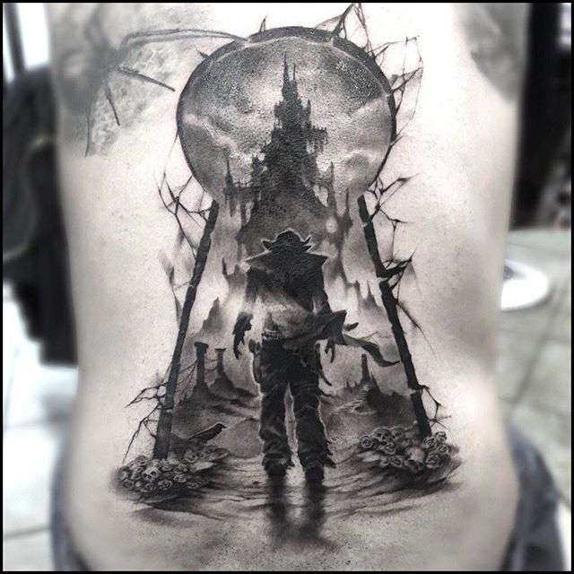 Тату мастер Matt Mrowka черно-белые хоррор реализм татуировки
