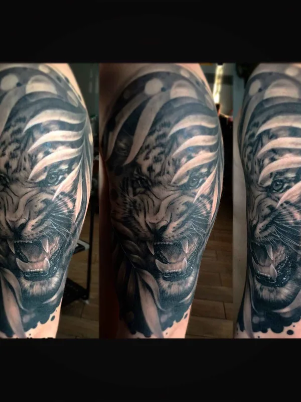 black and grey realism татуировка на full sleeve #11229 | Тату мастер Глеб Фурсов