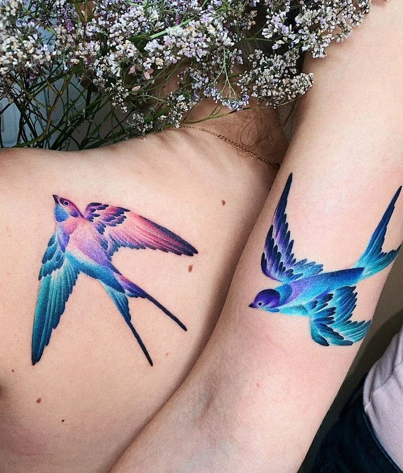 Serenity in Valeria Yarmola's watercolor tattoo