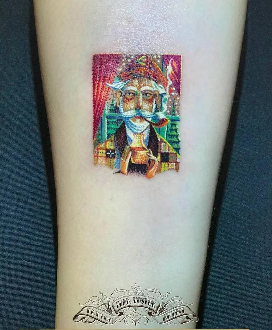 Tattoo artist Ivan Vostok Chesnokov | color dotwork, tattoo minimalism | Moscow, Russia