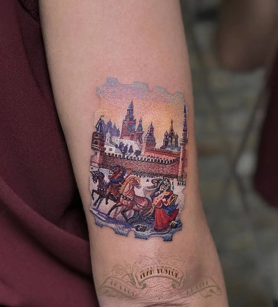Tattoo artist Ivan Vostok Chesnokov | color dotwork, tattoo minimalism | Moscow, Russia