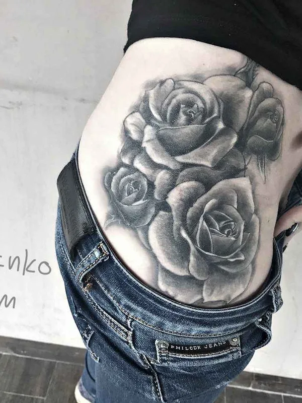 female black and grey realism tattoo on hip #11346 | Tattoo Artist вадим