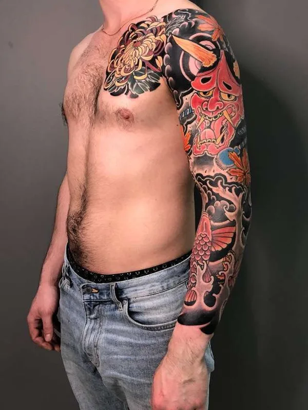 male color japanese татуировка на full sleeve #22341 | Тату мастер #Chavatattoo Sergey lepekhin
