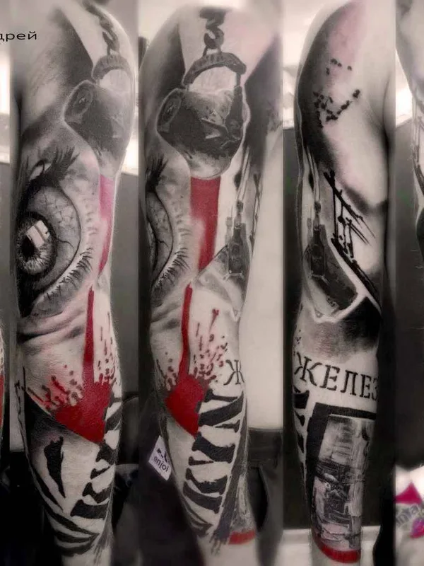 black and grey realism татуировка на full sleeve #18498 | Тату мастер Смолайкин Андрей Александрович