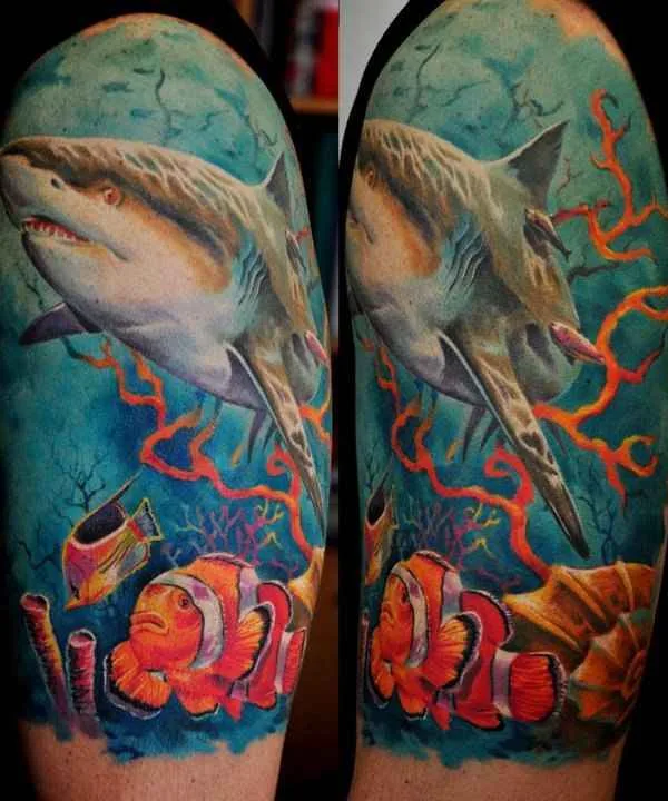 color realism tatouage sur full sleeve #4186 | Artiste tatoueur Дмитрий Самохин
