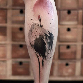 Watercolor in tattoo by Chen Jie